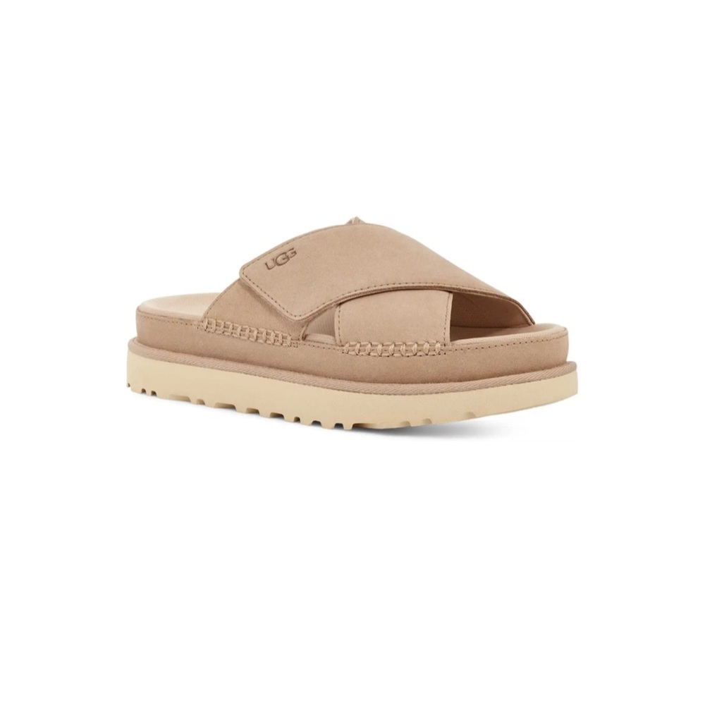 UGG Goldenstar Cross Slide Sandal , sand color , tan UGG sandals